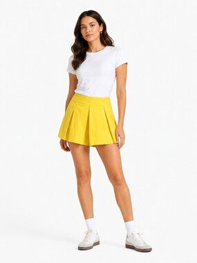 MAEVE BY ANTHROPOLOGIE PETITE COLLECTION YELLOW PLEATED MINI SKORT - SIZE 2P